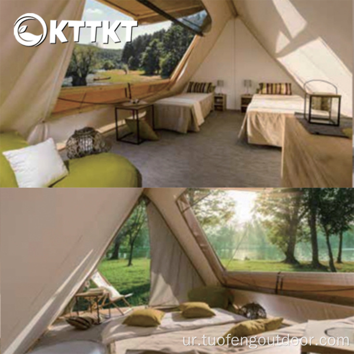 خاکستری سفید بیرونی کیمپنگ سہ رخی چیلیٹ خیمہ